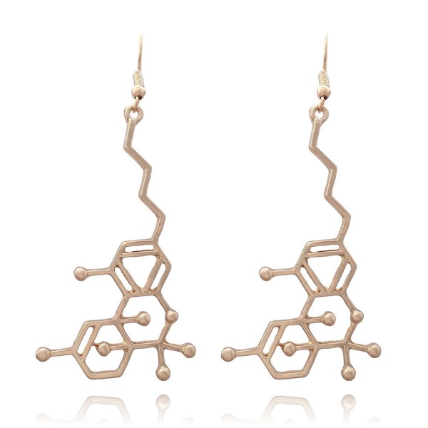 Large Molecule Dangle Earrings Gold
