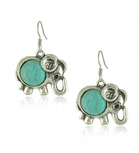 Vintage Tibetan Elephant Turquoise Earrings