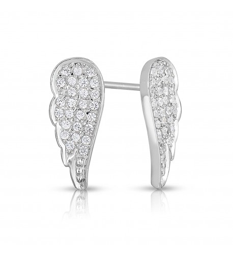 Sterling Silver Diamond Angel Earrings