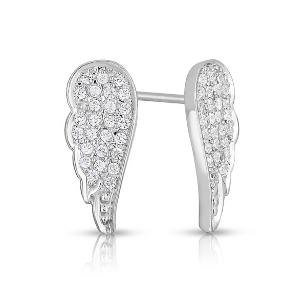 Sterling Silver Diamond Angel Earrings