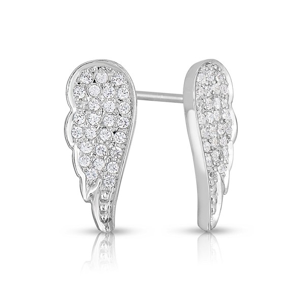 Sterling Silver Diamond Angel Wing Earrings (1/4 cttw) - CT11QLYX4XV