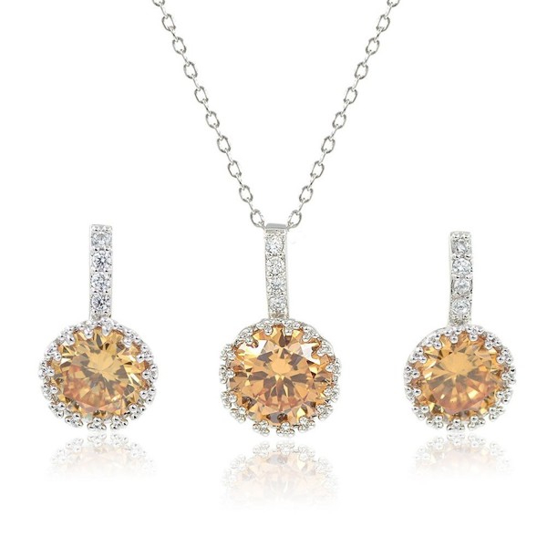Jewelry Champagne Crystal Necklace Earrings