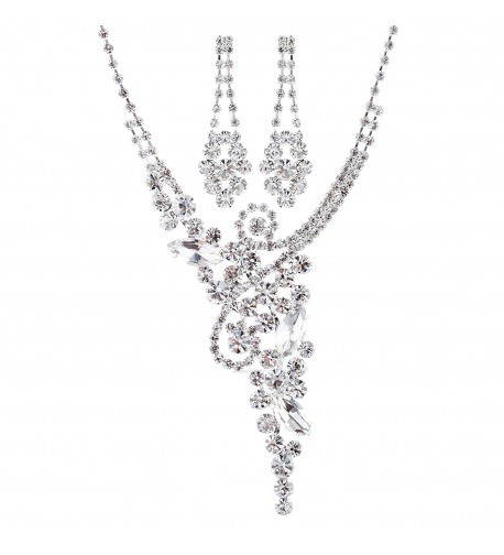 ACCESSORIESFOREVER Wedding Rhinestone Luxurious Necklace