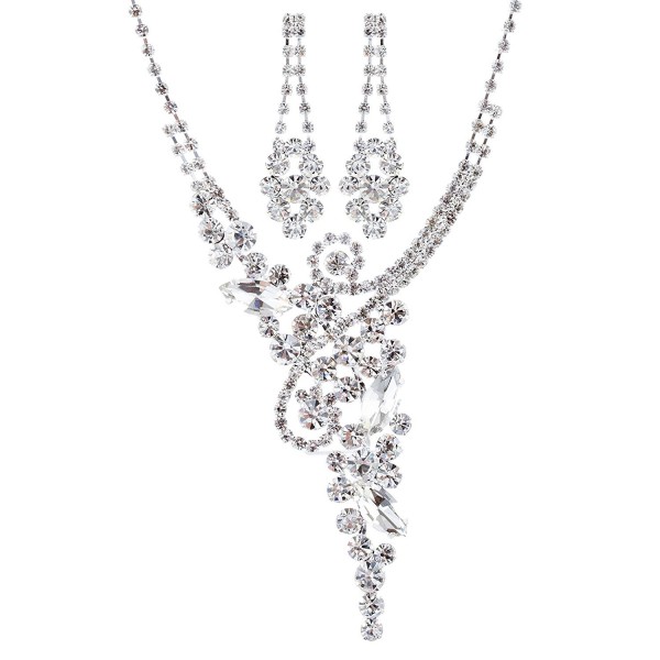 ACCESSORIESFOREVER Wedding Rhinestone Luxurious Necklace