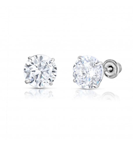 Solitaire Zirconia Earrings Secure Screw backs