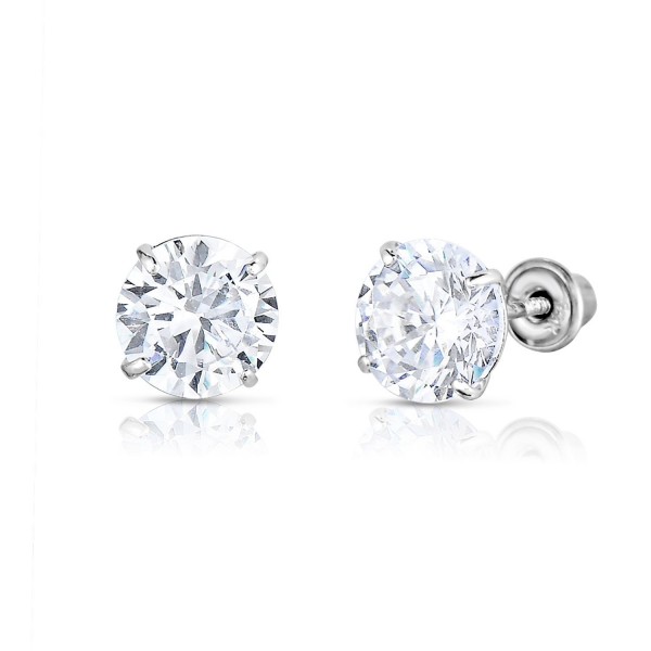 Solitaire Zirconia Earrings Secure Screw backs