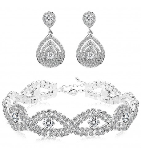 Finrezio Bracelets Teardrop Earrings Crystals