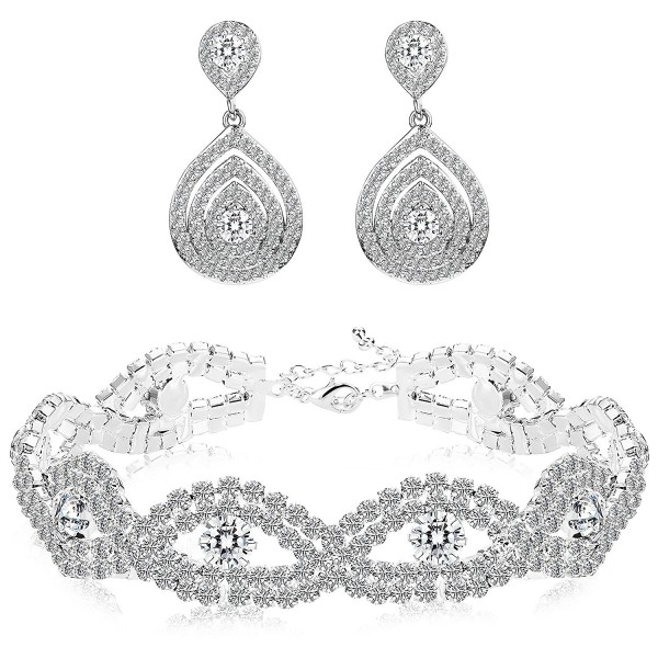 Finrezio Bracelets Teardrop Earrings Crystals