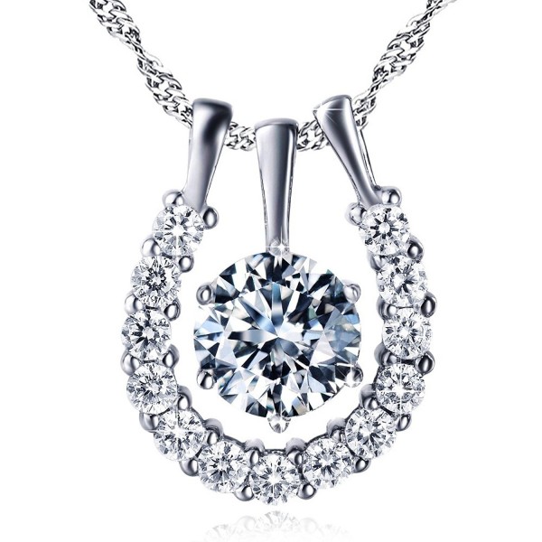 Elegant Sterling Zirconia Horseshoe Necklace