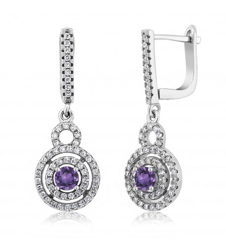 Sterling Amethyst Gemstone Birthstone Earrings