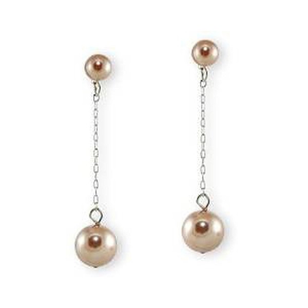 Long Taupe Pearl Earring brown