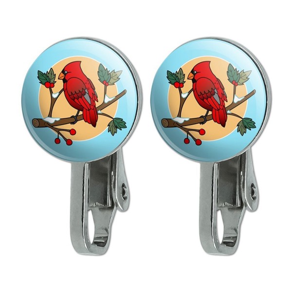 Cardinal Snowy Branch Novelty Earrings