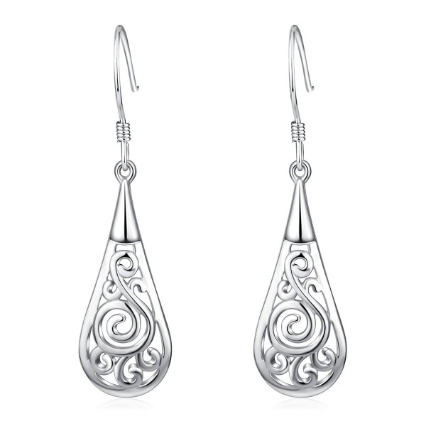 Fashion Sterling Filigree Teardrop Earrings