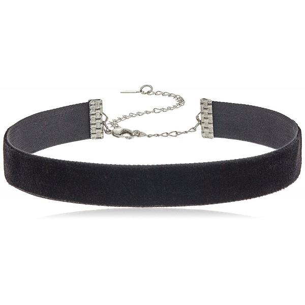 Plain Black Velvet Choker Necklace - C012N838VJC