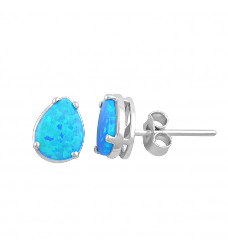 Sterling Silver Blue Created Earrings