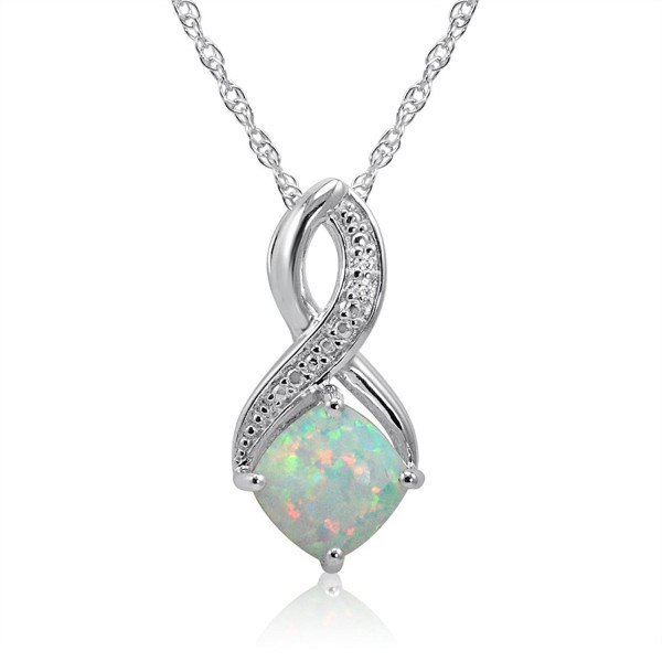 Created Diamond Pendant Necklace Sterling silver