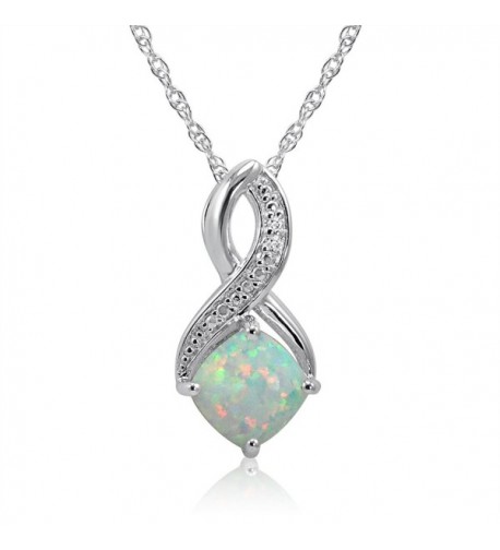 Lab Grown Gemstone and Diamond Pendant Necklace in Sterling Silver ...
