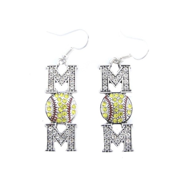 Softball Yellow Crystals Stitching Earrings