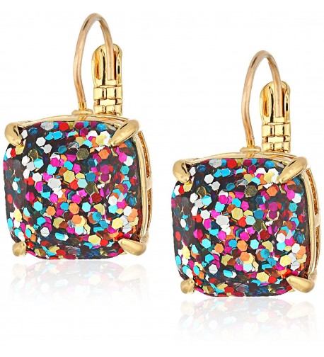 spade Square Leverback Multi Glitter Earrings