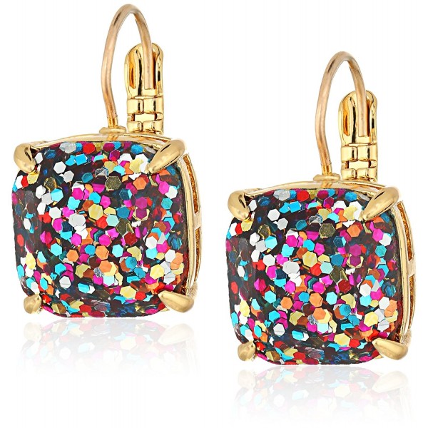 spade Square Leverback Multi Glitter Earrings