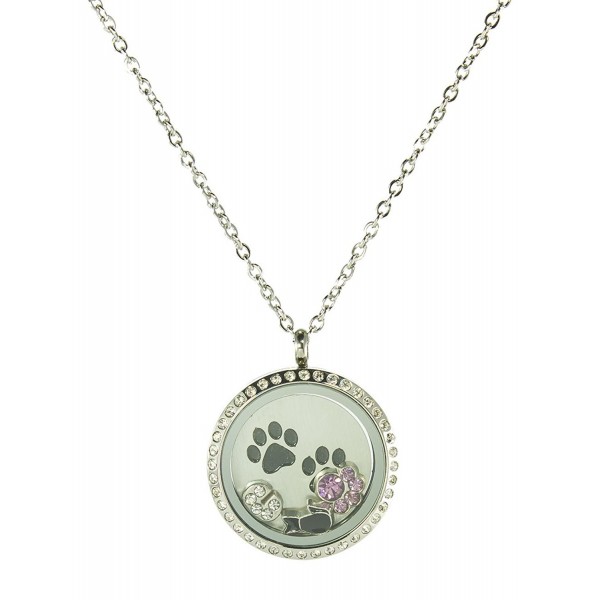 Stainless Floating Locket Necklace Rhinestone