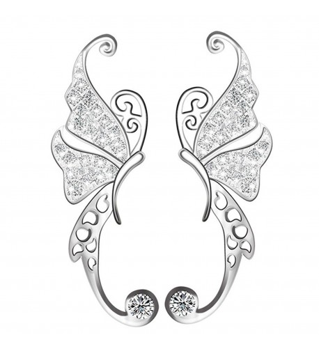 Butterfly Climber Earrings Zirconia Sterling