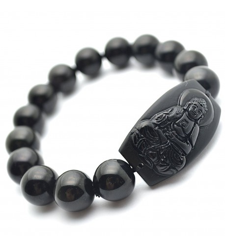 Flourishbeads Natural Obsidian Carved Bracelet