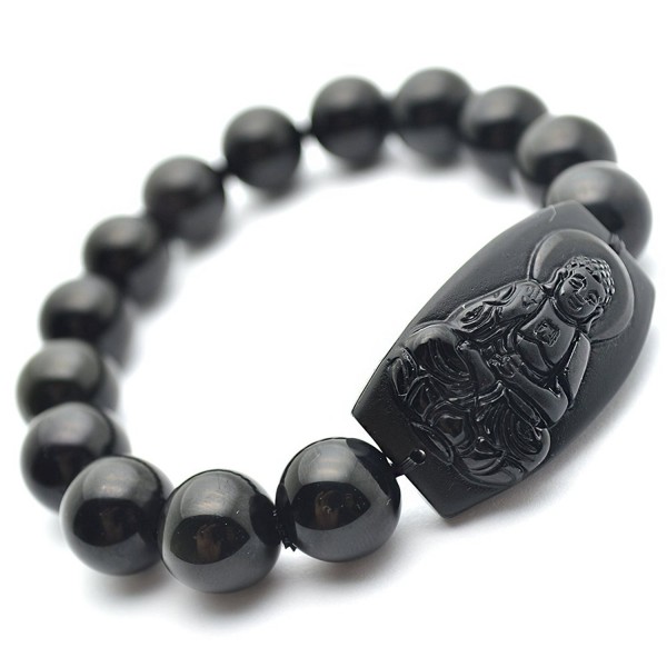 Flourishbeads Natural Obsidian Carved Bracelet