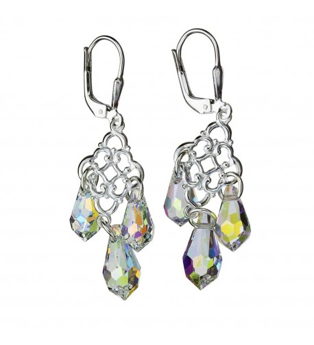 Sterling Leverback Earrings Borealis Swarovski