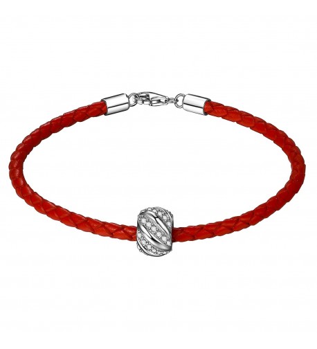 ZENI Leather Bracelet Sterling Zirconia