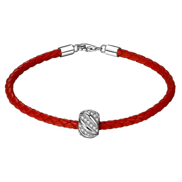 ZENI Leather Bracelet Sterling Zirconia