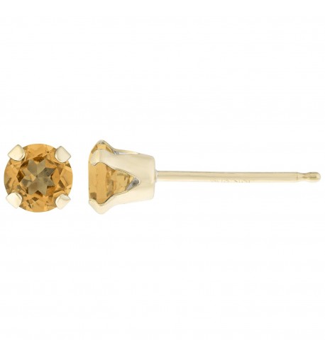 Round Yellow Citrine Birthstone Earrings