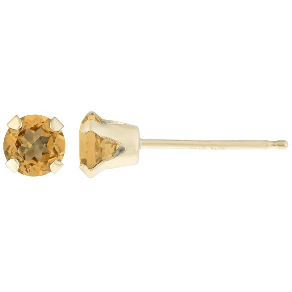 Round Yellow Citrine Birthstone Earrings