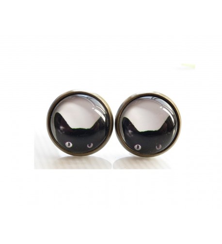 Cat Earrings black stud peeking