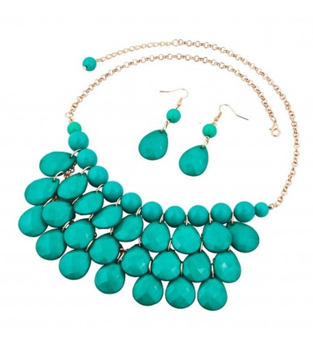 Turquoise Statement Necklace Earrings Teardrop