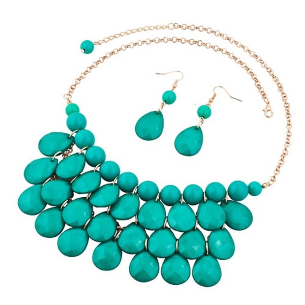 Turquoise Statement Necklace Earrings Teardrop