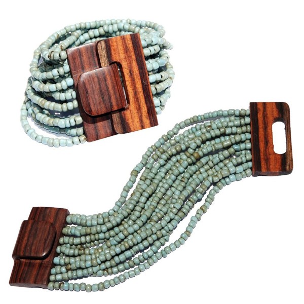 Rustic Turquoise Ethnic Bracelet Hardwood