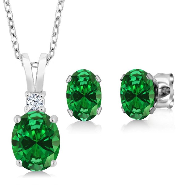 Simulated Emerald Sterling Pendant Earrings
