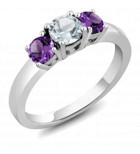 Aquamarine Amethyst Sterling 3 Stone Available