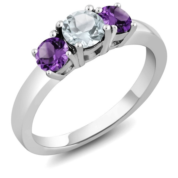 Aquamarine Amethyst Sterling 3 Stone Available