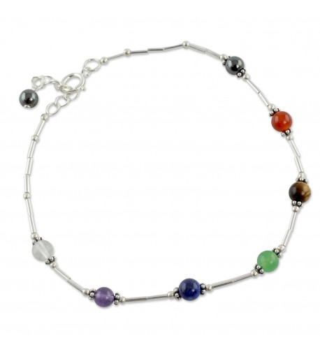 NOVICA Sterling Silver Anklet Health