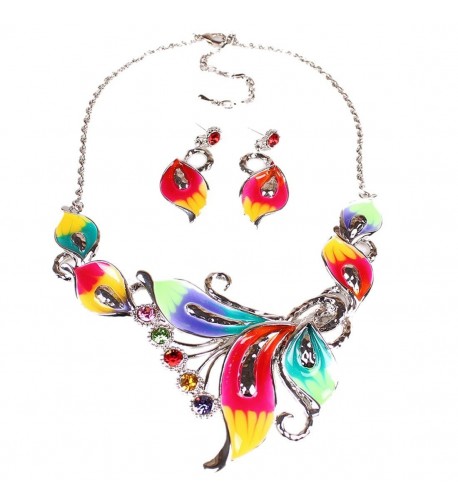 Womens Exotic Multi Colored Necklace Earring