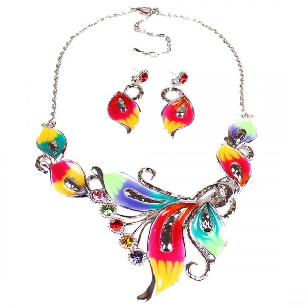 Womens Exotic Multi Colored Necklace Earring