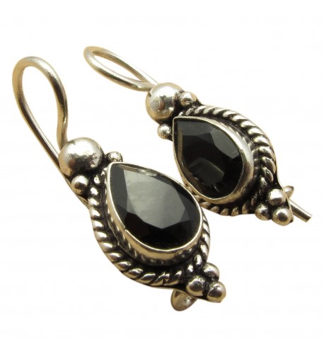 Sterling Oxidized Teardrop Earrings Gemstones