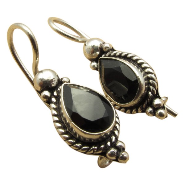 Sterling Oxidized Teardrop Earrings Gemstones