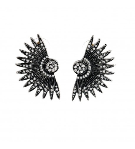 Black Deco Feather Chunky Earrings