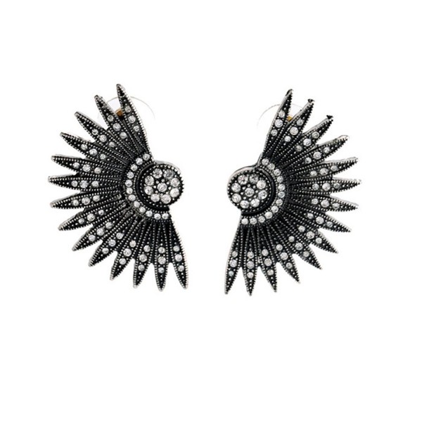 Black Deco Feather Chunky Earrings Black Deco Feather Chunky Earrings