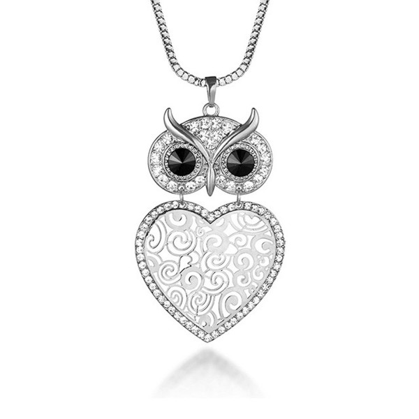 Pendant Necklace Rhinestone Silver Plated