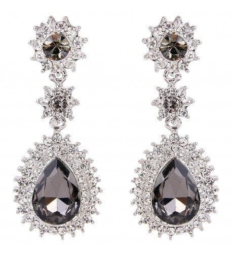 EleQueen Austrian Dazzling Earrings Silver tone