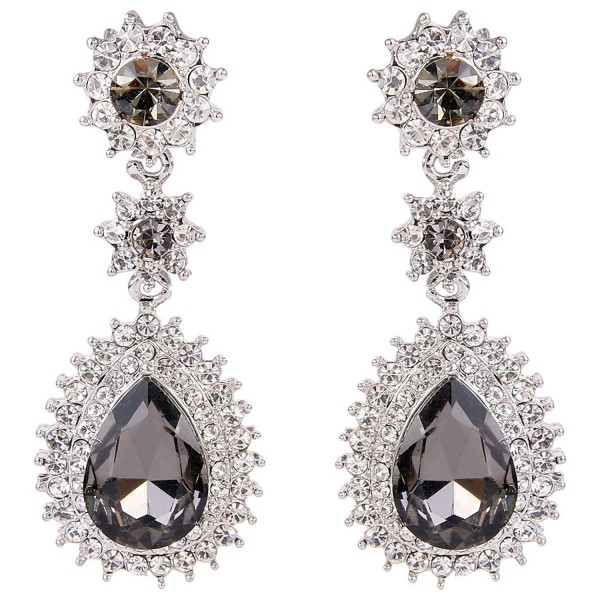 EleQueen Austrian Dazzling Earrings Silver tone